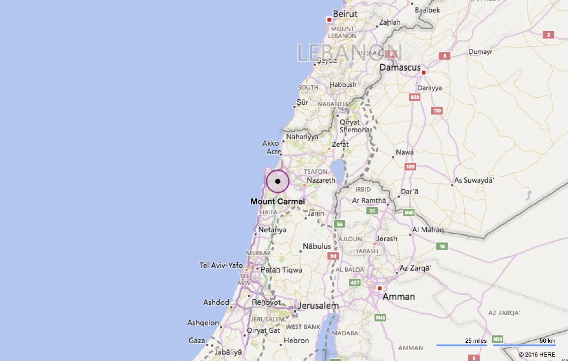 Location of Mt. Carmel in Northern Israel